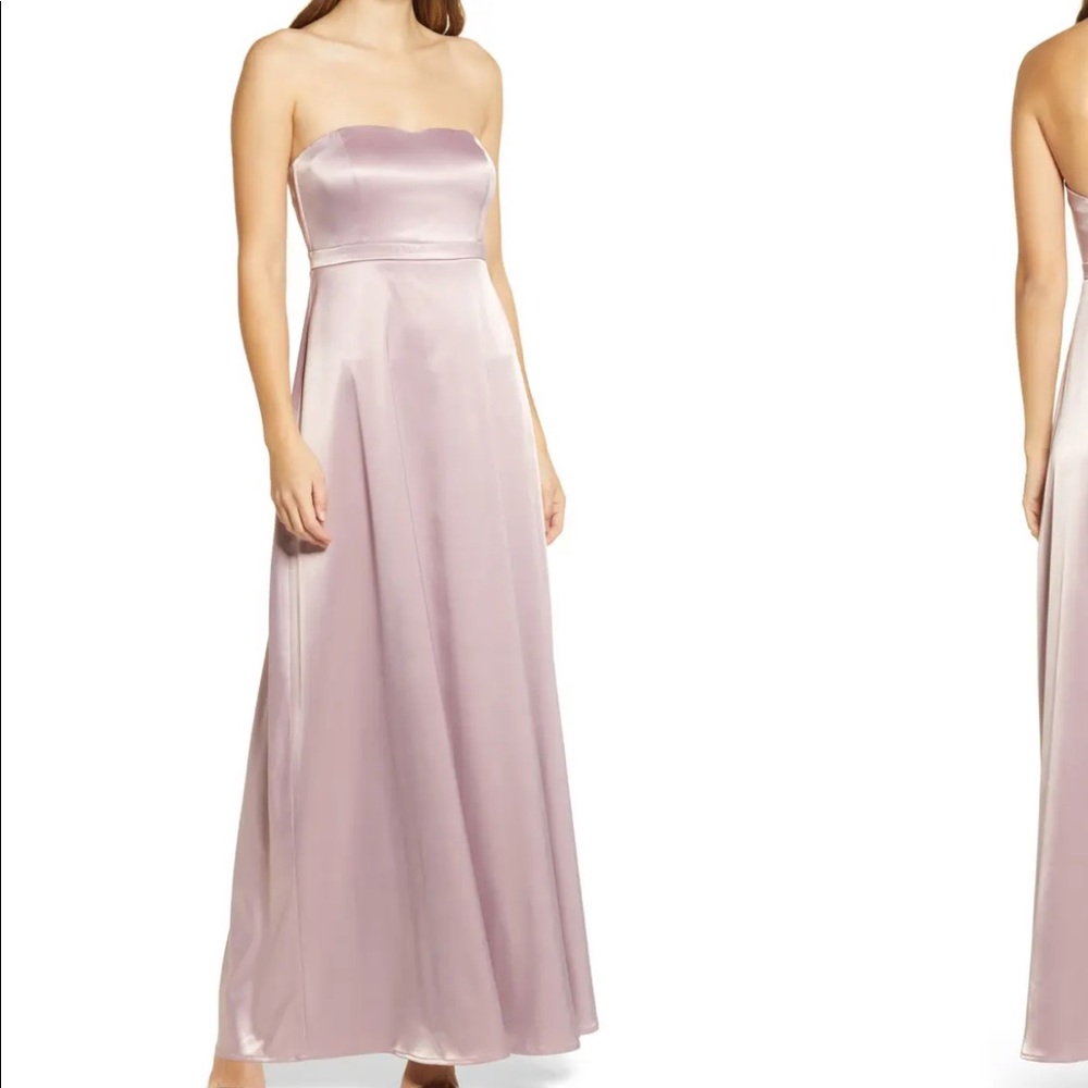 NWT Blush Pink Satin Strapless Long Lulus Dress
